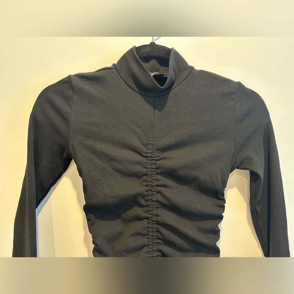 Zara Black Long Sleeve Ruched Dress - Picture 5 of 7